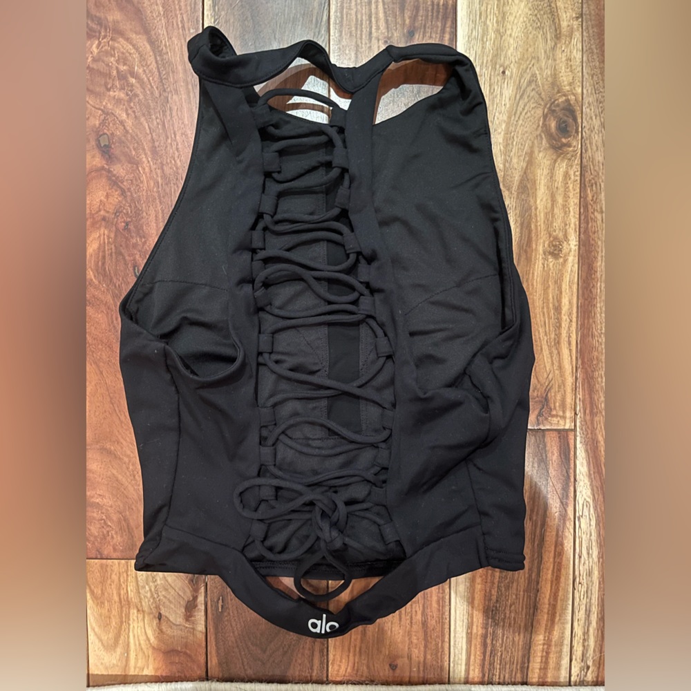 Alo yoga Movement Lace-up Crop Sports Bra Black